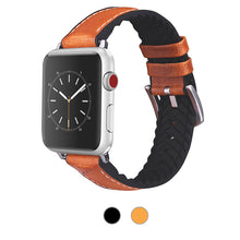 Load image into Gallery viewer, WareWel Apple Watch Compatible Sweatproof Geunine Leather and Silicone Hybrid Strap - WareWel
