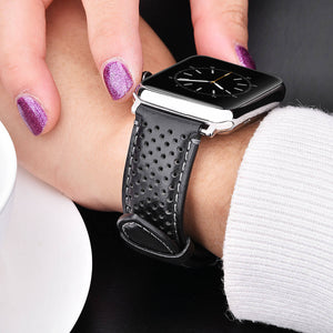 WareWel Apple Watch Compatible Vented Genuine Leather Strap - WareWel