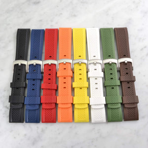 WareWel Premium FKM Rubber Replacement Watch Strap with Quick Release and Locking Eyelet - WareWel