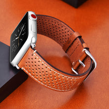 Load image into Gallery viewer, WareWel Apple Watch Compatible Vented Genuine Leather Strap - WareWel

