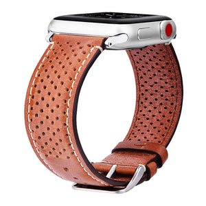 WareWel Apple Watch Compatible Vented Genuine Leather Strap - WareWel
