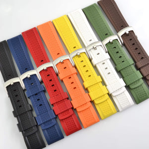 WareWel Premium FKM Rubber Replacement Watch Strap with Quick Release and Locking Eyelet - WareWel