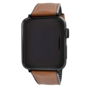 WareWel Apple Watch Compatible Hybrid Leather and Silicone Sport Replacement Watch Strap - WareWel